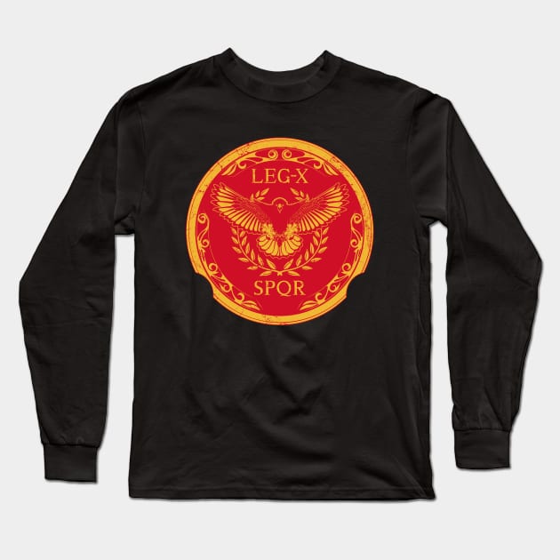 Legio X Equestris Roman Legionary Emblem Long Sleeve T-Shirt by NicGrayTees